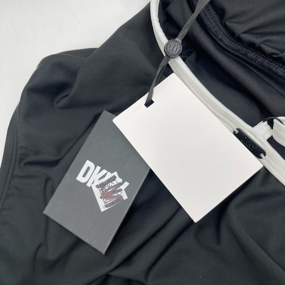 DKNY Swimsuit Size Small Black White T-Strap Back Sporty Swim One Piece NWT - Picture 8 of 16